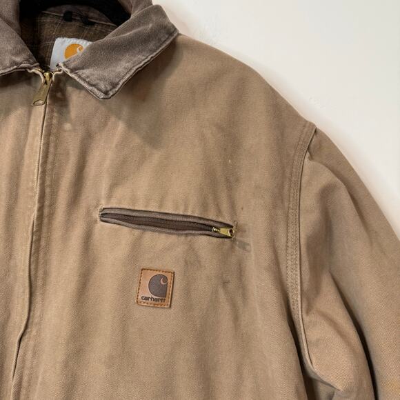 Carhartt Men's J97 Detroit Sandstone Jacket Blanket Lined Large Reg Saddle Tan - Picture 4 of 11